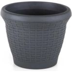 Omnipazar SO-HS06 Plastik Hasır Desenli Dekoratif Saksı 42 Litre No 6 - Antrasit