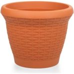 Omnipazar SO-HS06 Plastik Hasır Desenli Dekoratif Saksı 42 Litre No 6 - Kiremit