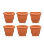 Omnipazar So-Hs06 Plastik Hasır Desenli Saksı 42 Lt Kiremit 6 Adet