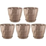 Omnipazar So-Krt4 Dekoratif Kristal Saksı Takımı 3.25 Lt Mocha 5 Adet