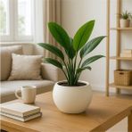 Omnipazar So-Kurs1 Dekoratif Modern Yuvarlak Küre Saksı 7.5 Litre No 1 - Beyaz