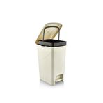 Omnipazar Srl-3028 Slim Pedallı İç Kovalı Plastik Çöp Kovası 15 Litre Bej