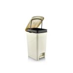 Omnipazar Srl-3028 Slim Pedallı İç Kovalı Plastik Çöp Kovası 15 Litre Bej