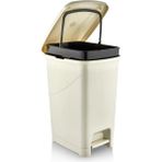 Omnipazar SRL-3030 Slim Pedallı Plastik Çöp Kovası Iç Kovalı 40 Litre Bej - 40 lt