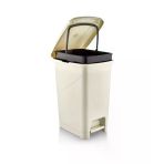 Omnipazar Srl-3030 Slim Pedallı Plastik Çöp Kovası İç Kovalı 40 Litre Bej