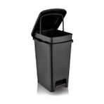 Omnipazar Srl-3030 Slim Pedallı Plastik Çöp Kovası İç Kovalı 40 Lt Siyah Siyah