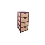 Omnipazar Srl-4002 Rattan Hasır Desen Plastik Komidin Mutfak Sebzelik 4 Katlı