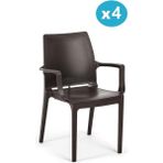 Omnipazar SY-2502 Plastik Eve Bahçe Koltuk Sandalye 4'lü Set - Kahverengi