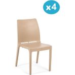 Omnipazar SY-2506 Plastik Eve Bahçe Koltuk Sandalye 4'lü Set - Bej