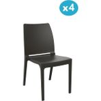 Omnipazar SY-2506 Plastik Eve Bahçe Koltuk Sandalye 4'lü Set - Kahverengi