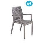 Omnipazar Sy-2524 Örgü Desenli Rattan Bahçe Koltuk Sandalye 4'Lü Set