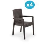 Omnipazar Sy-2527 Royale Hasır Desenli Rattan Bahçe Koltuk Sandalye 4'Lü Set