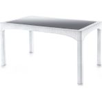 Omnipazar SY-2586 Beyaz Rattan Temperli Camlı Masa Dikdörtgen 88171