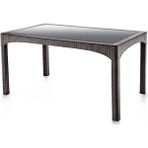 Omnipazar SY-2586 Kahverengi Rattan Temperli Camlı Masa Dikdörtgen 92782