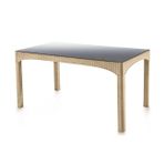 Omnipazar Sy-2589 Bej Rattan Temperli Kapalı Camlı Masa Dikdörtgen 82153
