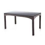 Omnipazar SY-2589 Kahverengi Rattan Temperli Kapalı Camlı Masa Dikdörtgen