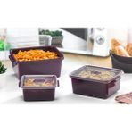 Omnipazar Sy-2908 Plastik Dikdörtgen Mikrodalga Saklama Kabı 3'Lü Set Mor