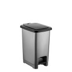 Omnipazar Sy-4280 10 Lt Slim Pedallı Gri Plastik Çöp Kova Siyah Kapak