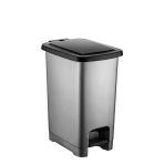 Omnipazar Sy-4281 15 Lt Slim Pedallı Gri Plastik Çöp Kova Siyah Kapak