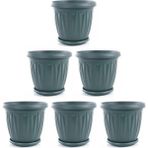 Omnipazar Sy-5703 Plastik Ürgüp Tabaklı Saksı Takımı 3,5 Lt Yeşil 6 Adet