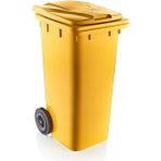 Omnipazar SY-6505 Tekerlekli Kapaklı Plastik Çöp Konteyneri 120 Lt - Sarı