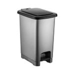 Omnipazar Sy4281 15 Lt Slim Pedallı Gri Plastik Çöp Kova Siyah Kapak