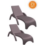 Omnipazar Trk-860 Siesta Fiji Rattan Desenli Ayarlanabilir Lüks Şezlong Kahverengi 2'Li Set
