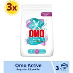 Omo Active Beyazlar ve Renkliler Toz Deterjanı 7.5 kg 50 Yıkama x 3 Adet