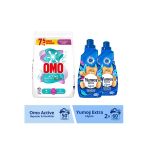 Omo Toz Deterjan Active Beyazlar Ve Renkliler 7.5Kg X2 Yumoş Lilyum Konsantre Yumuşatıcı 1440Ml X 2