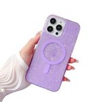 Omorro iPhone 15 Pro Max Kılıf ile Uyumlu, Sevimli Ultra İnce Lüks Işıltılı Şeffaf Manyetik Şeffaf Kılıf İnci Parıltılı Sedef Deniz Kabuğu Kadın Kız Kız Yumuşak TPU Koruyucu Telefon Kılıfı