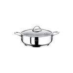 OMS 2038 Sl - 2 Parça 1. Sınıf Paslanmaz Çelik, Indüksiyonlu 24X8 cm - 3,0 Litre Basık Tencere, Gümüş