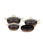 Oms 3023 Gold Topchef 7 Parça Granit Küre Tencere Seti