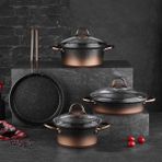 Oms 3048 Bakır 7 Parça Granit Döküm Tencere Set