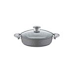 OMS 3310 - 2 Parça Bio Granit, Dayanıklı Cam Kapak, 22x7 Cm - 2,3 Litre Tencere Gri Gövde, Gri Detay