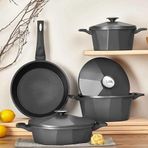 Oms 3526 Antrasit Dodeca Dokum Granit 7 Parça Tencere Seti