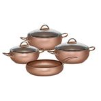 Oms 3544 Espela Bakır 7 Parça Granit Tencere Seti
