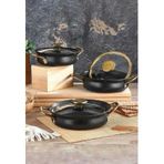 Oms 3724 6 Parca Bakrac Sahan Seti 16-18-20 Cm- Siyah