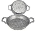 Oms 3729 Dokum Granit 2 Parca Kapaksiz Sahan Set 18-20 Cm Gri