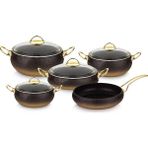 Oms 9 Parça Küre Tencere Set Gold Cam Kapak 3024 - 20 cm - Altın