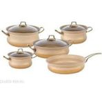 OMS 9 Pcs Granit Bakraç Tencere Set (Cam Kapak) - 24 cm - Sarı