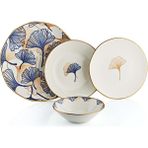 Oms Collection 11106 24 Parça Blue Ginkgo Porselen Yemek Takımı