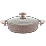 Oms Collection 34 cm Granit Kahverengi Metal Çerçeveli Kapak Karnıyarık Tenceresi