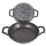 Oms Collection 3728 - 2 Parça - Döküm, Bio Granit, ( 16 ve 20 cm ) Sahan Seti, Siyah Renk