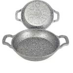 Oms Collection 3729 - 2 Parça - Döküm, Bio Granit, ( 18 ve 20 cm ) Sahan Seti, Gri Renk
