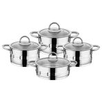 Oms Collection 8 Parça Silver Silindir Çelik Tencere Seti