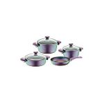 Oms Collection Titanium - 3016 - 7 Parça - Bio Granit-tencere, Tava, Çeyiz Seti, Viole Gövde - Viole Detay Çok Renkli