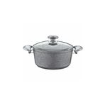 OMS Granit 22x11,5 Cm Gri Derin Tencere Cam Kapaklı