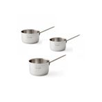 OMS Paslanmaz 18/10 Çelik Tek Saplı 3lü Sütlük Sos Tava Seti, 14-16-18cm, Metal