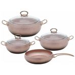 Oms Topchef Rose Gold 7 Parça Granit Küre Tencere Seti