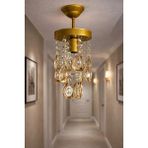 Ömür Avize 15 cm Kristal Taşlı Eskitme Gold Kasalı Avize - 1BW-Beyaz
